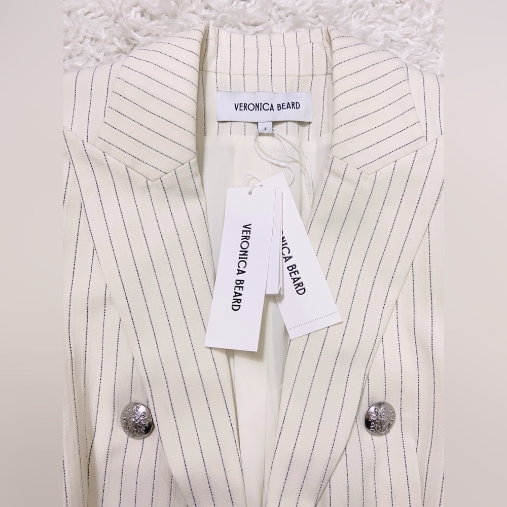 NWT $798 Veronica Beard Beacon Dickey Pinstriped Jacquard Blazer - Picture 7 of 12